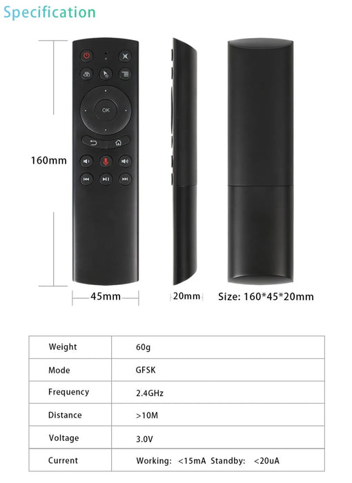 2.4G Voice Remote Control For Android Tv Box - Gyro & Ir Learning