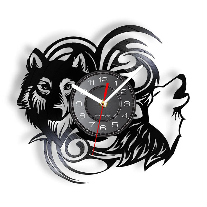 NZ LOCAL STOCK- Wolf Wildness Animal Vinyl LP Record Wall Clock with LED