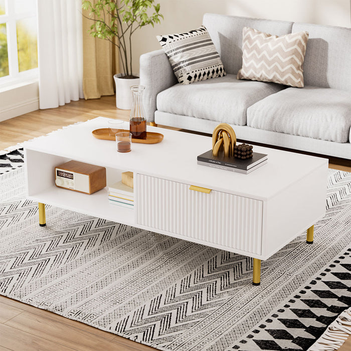 110Cm Coffee Table - White Gold