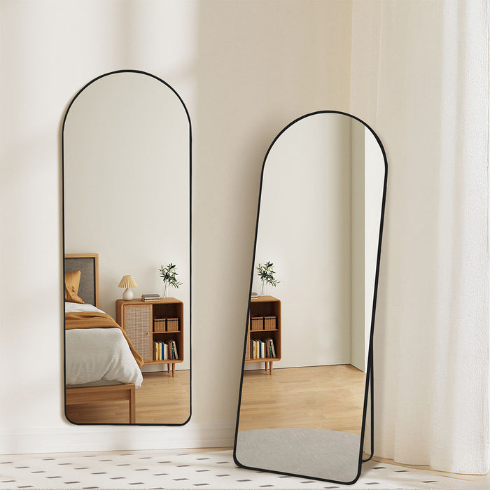 160Cm Arched Full Length Mirror - Black