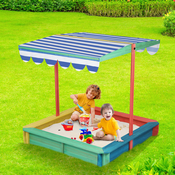 Kids Wooden Sandbox 120X120Cm - Natural