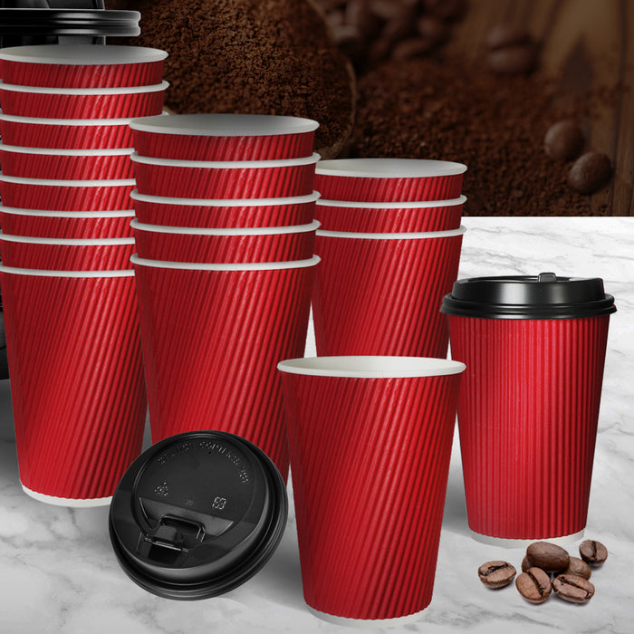 1000 Pcs 16Oz Disposable Takeaway Coffee Red