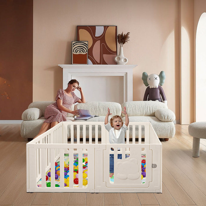 Goslash Picks Kids Playpen - White 156Cm X 186Cm X 61Cm