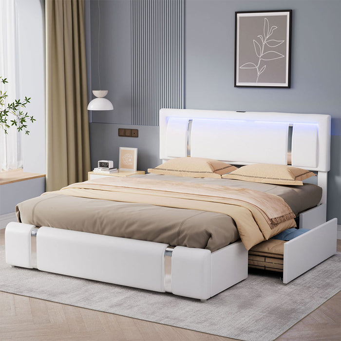 Double Bed Frame With Adjustable Headboard White