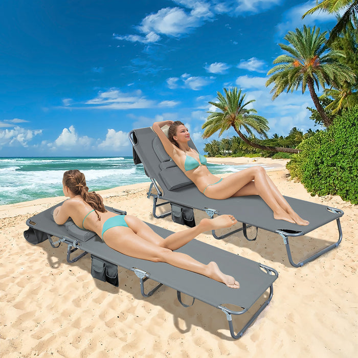 Goslash Picks Foldable Beach Lounge Chairs With Face Hole Grey