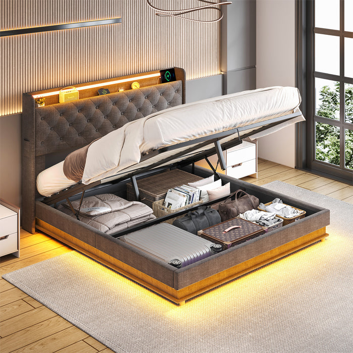 Double Bed Frame Gas Lift Led Light