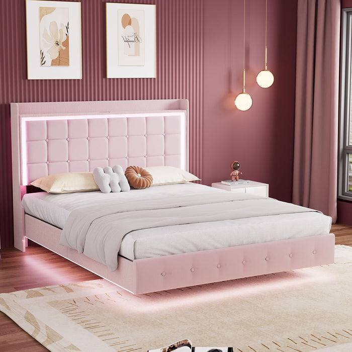 Double Floating Bed Frame - Pink