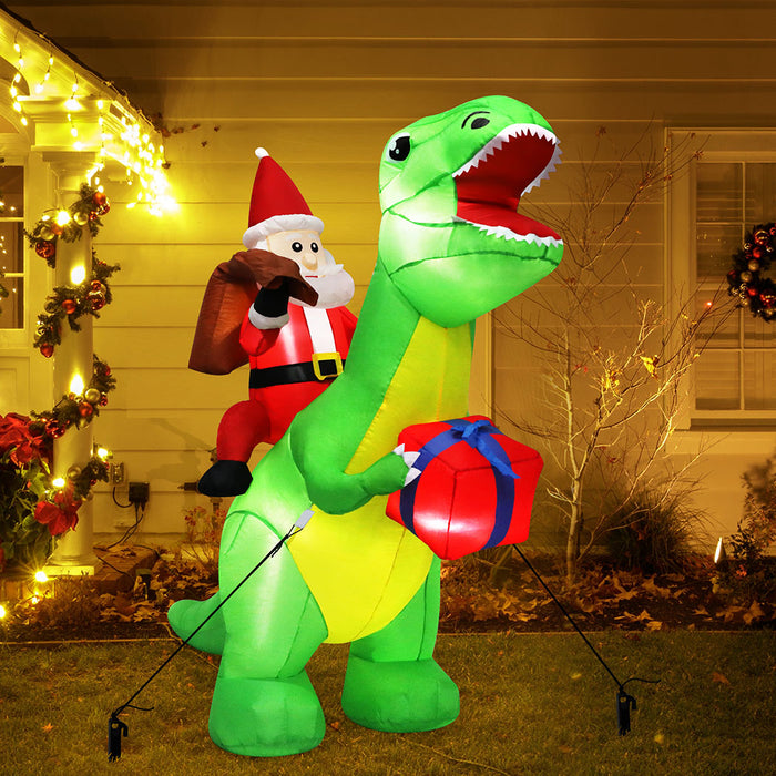 Goslash Picks Christmas Inflatables Outdoor Santa Claus Riding Dinosaur Lights Décor