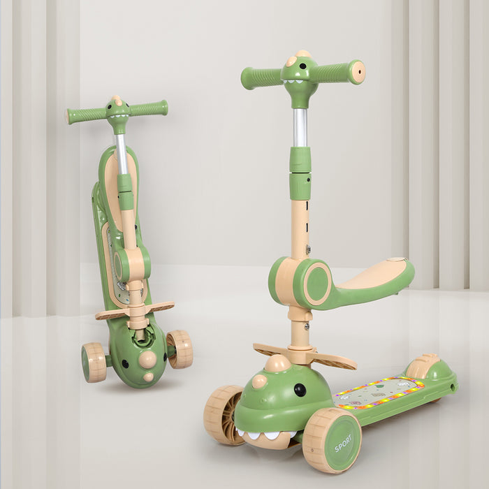 Goslash Picks Foldable Kids Scooter Flip-Able Seat Green