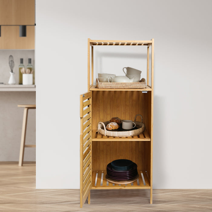 Goslash Picks Bathroom Bamboo Storage Cabinet Natural