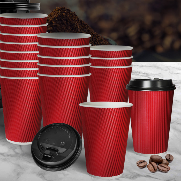 1000 Pcs 16Oz Disposable Takeaway Coffee Red