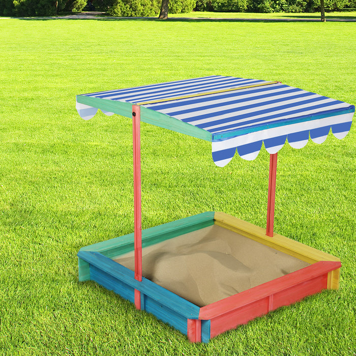 Kids Wooden Sandbox 120X120Cm - Natural