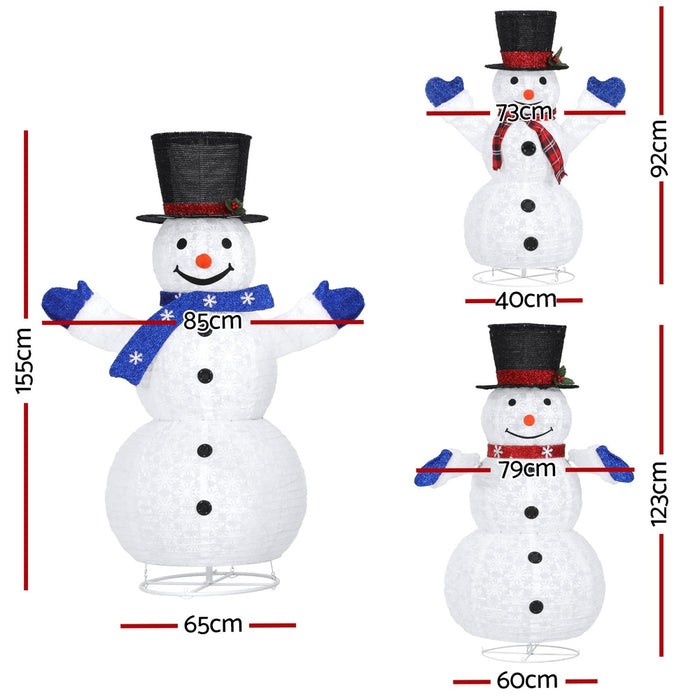 Christmas Lights 330 Led Fairy Light 3Pcs Snowman Decorations Set