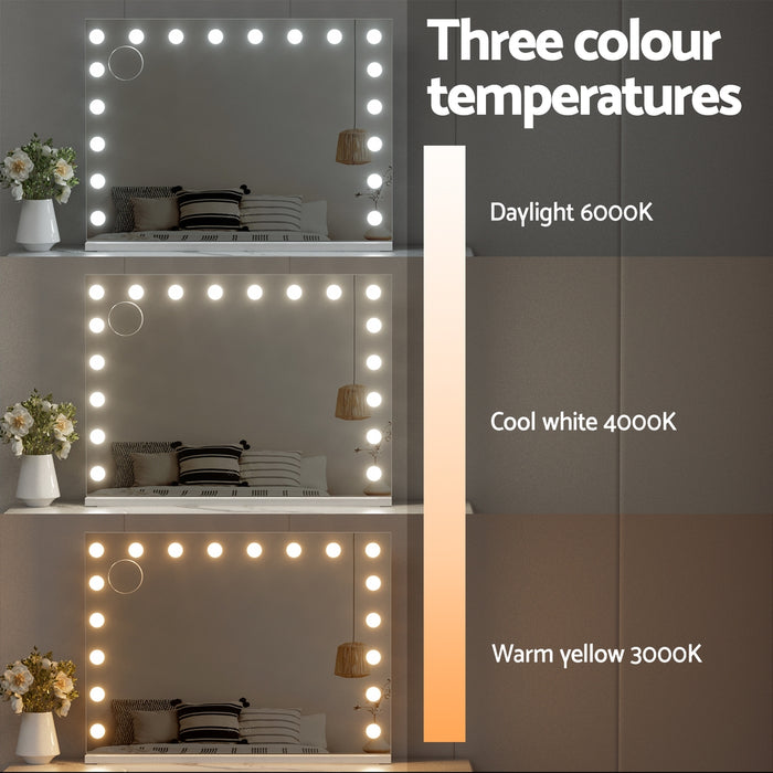 Makeup Mirror 80X58Cm Hollywood Vanity With Led Light Tabletop Wall