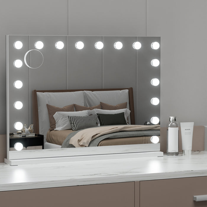 Makeup Mirror 80X58Cm Hollywood Vanity With Led Light Tabletop Wall