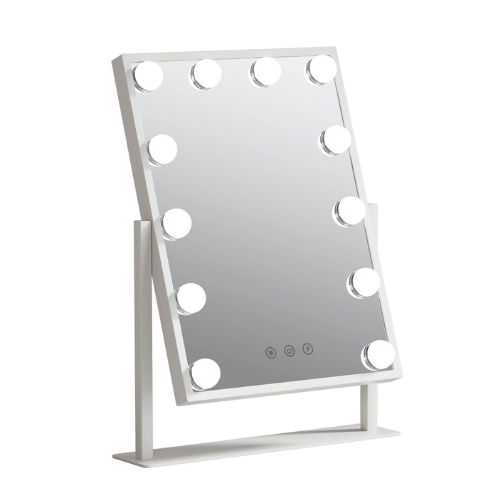 Goslash Picks Makeup Mirror Hollywood Vanity With Led Light Rotation Tabletop White