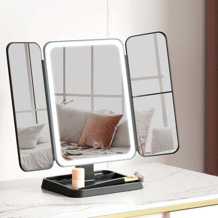 Led Makeup Mirror Tri-Fold Lighted Vanity Mirrors 1X2X3X Magnifications