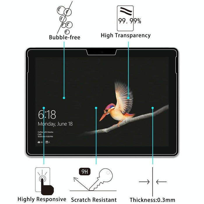 2 Pcs For Microsoft Surface Go 2 9H 2.5D Explosion-Proof Tempered Glass Film