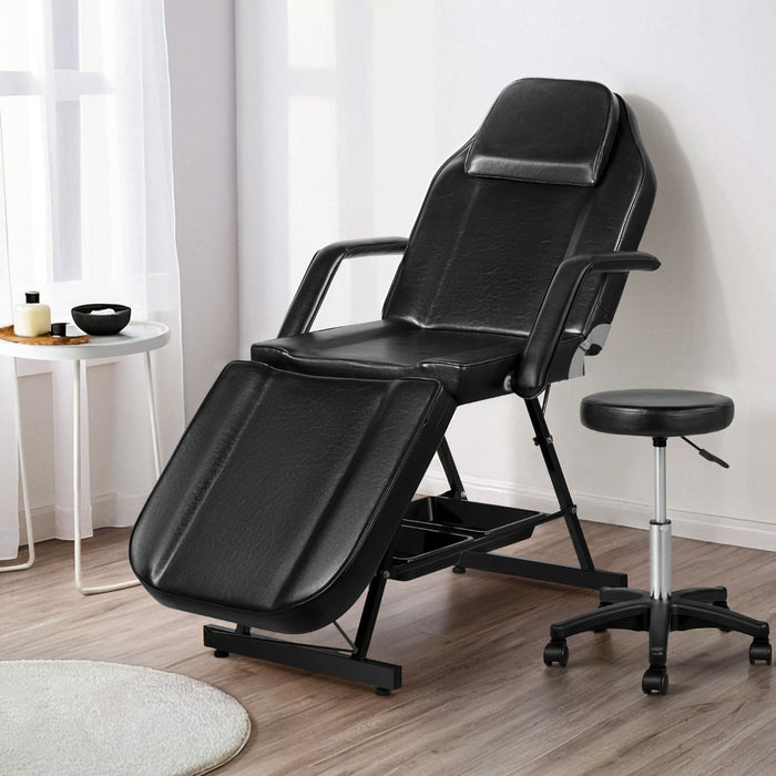 Massage Table Adjustable Salon Bed Chair 3-Fold Black