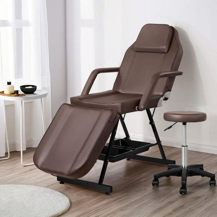 Massage Table Adjustable Salon Bed Chair 3-Fold Brown