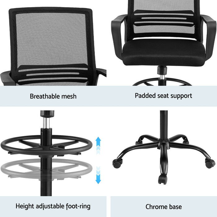 Office Chair Drafting Chairs Stool Computer Desk Studios Mesh Black