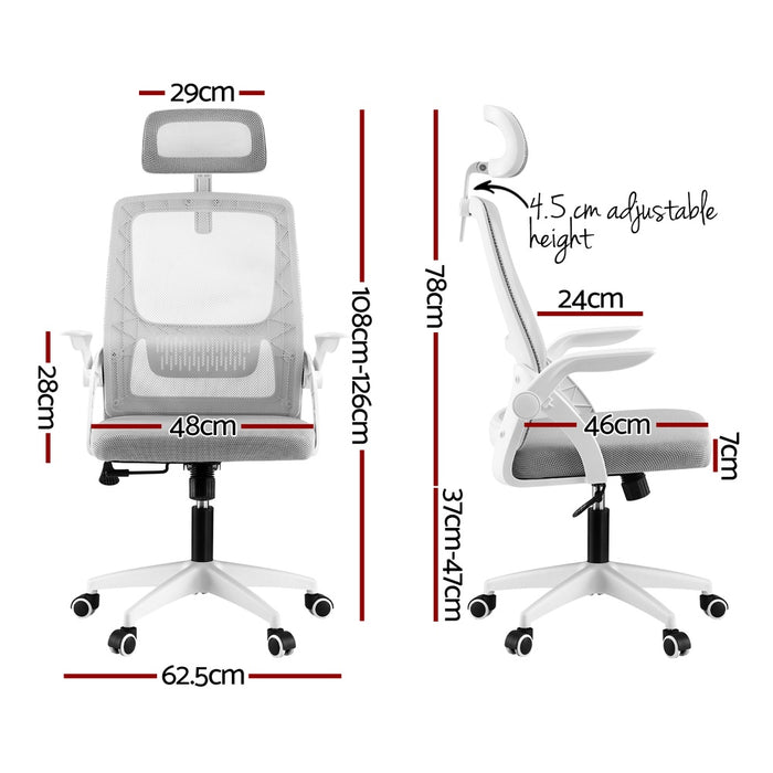 Ergonomic Office Chair Computer Desk Chairs Headrest Adjustable Grey