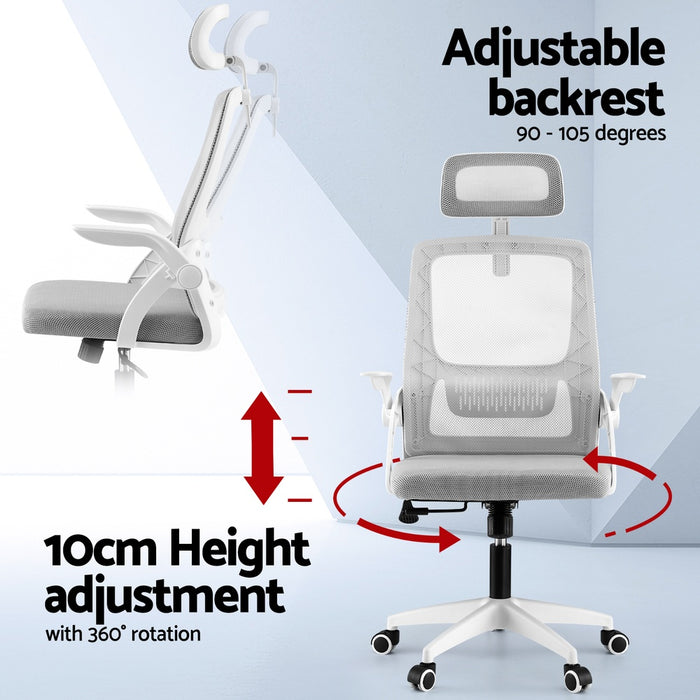 Ergonomic Office Chair Computer Desk Chairs Headrest Adjustable Grey