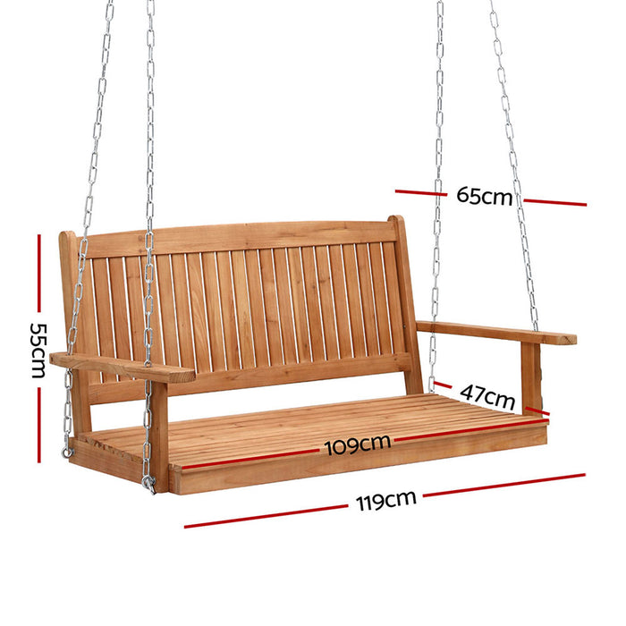 Porch Swing Chair With Chain Outdoor Furniture Wooden Bench 2 Seater