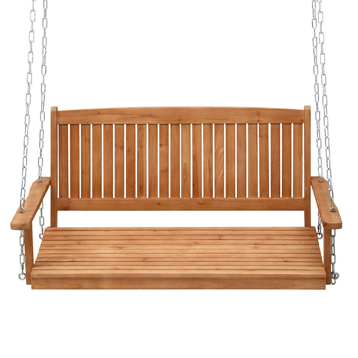 Porch Swing Chair With Chain Outdoor Furniture Wooden Bench 2 Seater