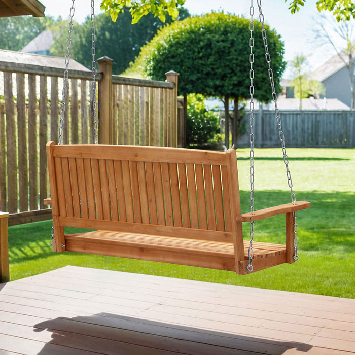 Porch Swing Chair With Chain Outdoor Furniture Wooden Bench 2 Seater