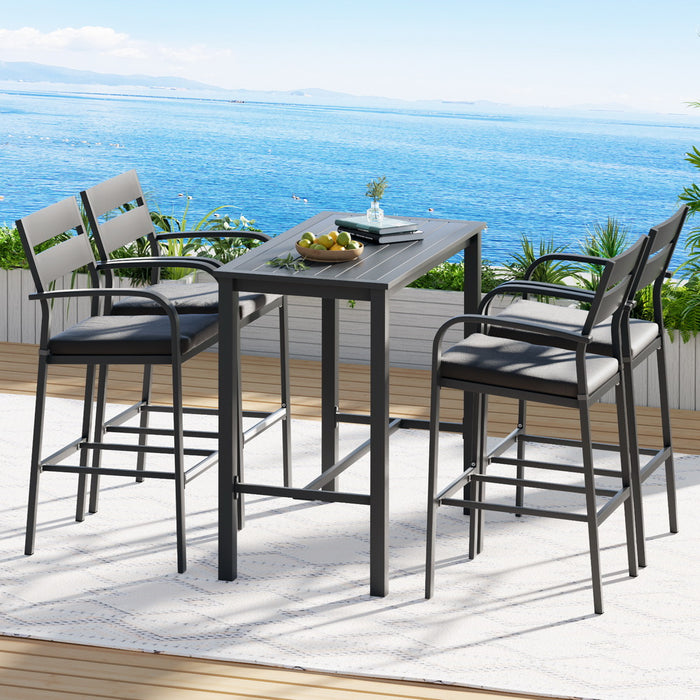 Outdoor Bar Set 5-Piece Patio Dining Chairs Aluminium Table Stools