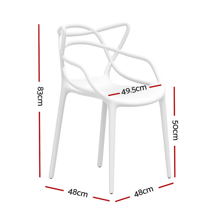 4Pc Outdoor Dining Chairs Pp Portable Stackable Chair Patio Furniture White