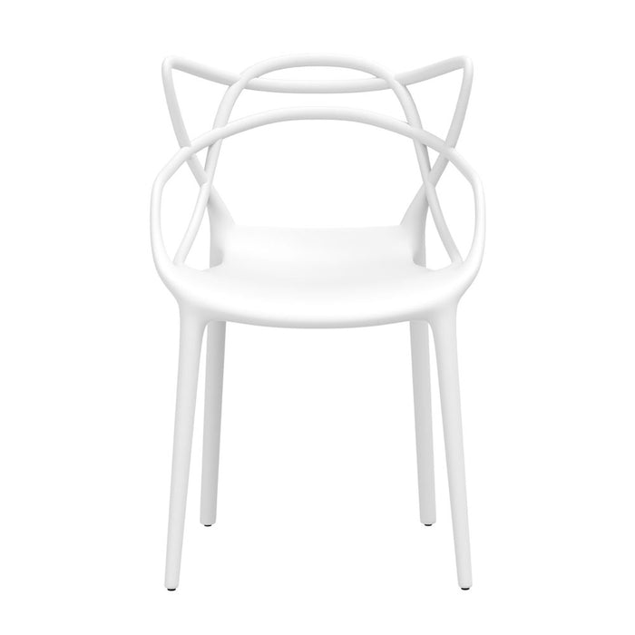 4Pc Outdoor Dining Chairs Pp Portable Stackable Chair Patio Furniture White