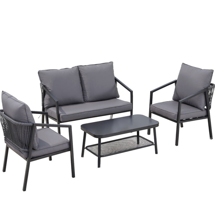 4 Seater Outdoor Sofa Set 4pcs Table Chair Setting Patio Furniture