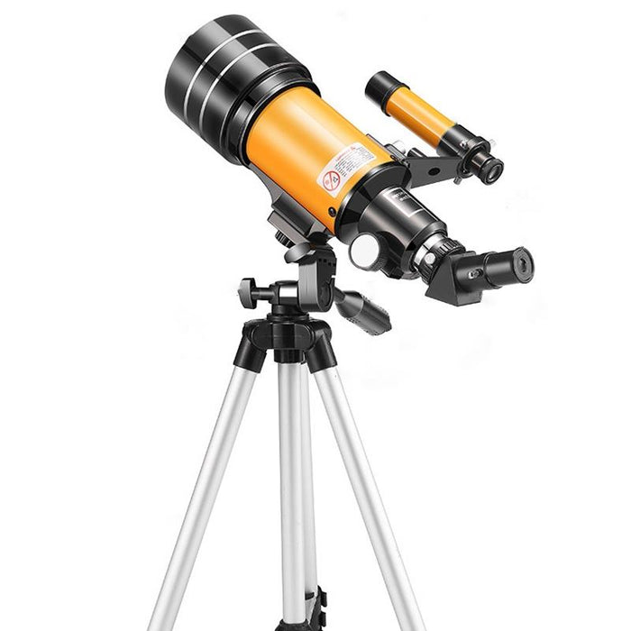 High-Definition Stargazing Refracting Astronomical Telescope Black Yellow