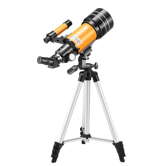 High-Definition Stargazing Refracting Astronomical Telescope Black Yellow