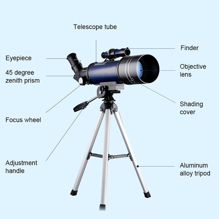 Wr852-3 16X/66X70 High Definition High Times Astronomical Telescope With Tripod & Phone Fixing Clip & Moon Filter