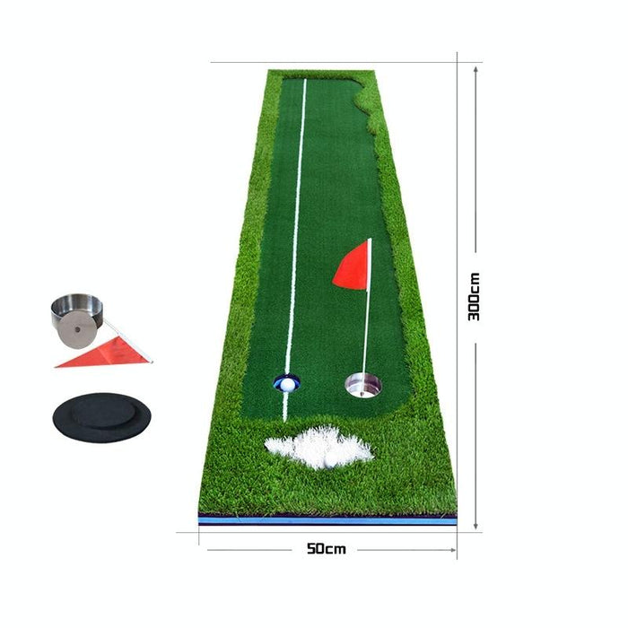 Golf Four Colour Putting Mat Push Rod Trainer - Size 50X300Cm Green