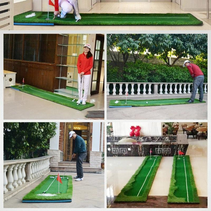 Golf Four Colour Putting Mat Push Rod Trainer - Size 50X300Cm Green