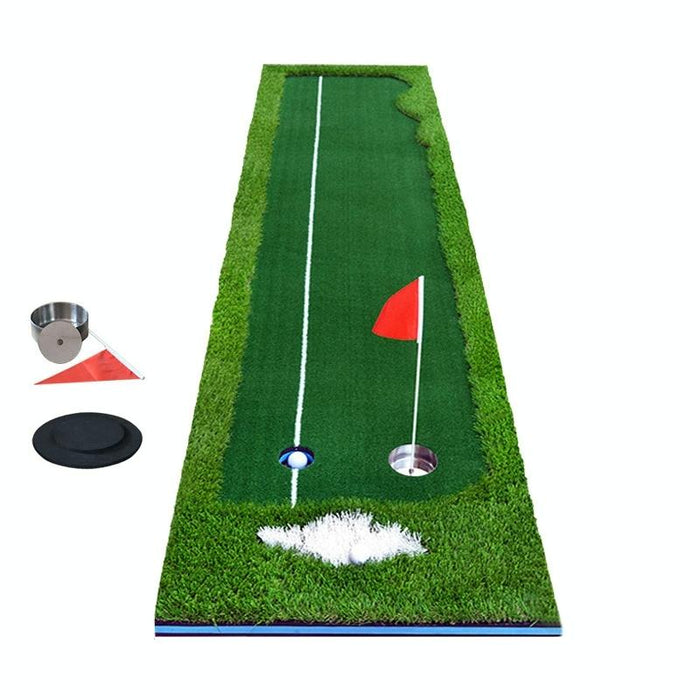 Golf Four Colour Putting Mat Push Rod Trainer - Size 50X300Cm Green