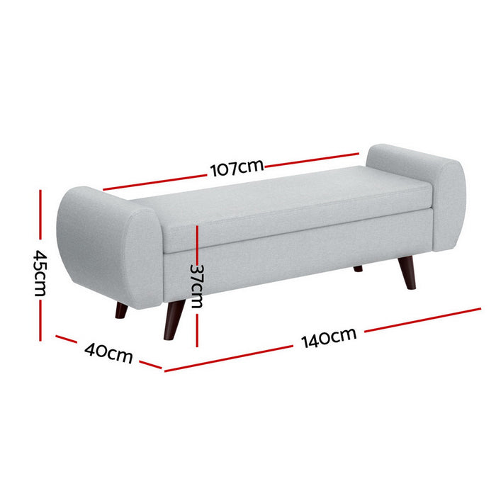 Storage Ottoman Blanket Box Armrest 140Cm Grey