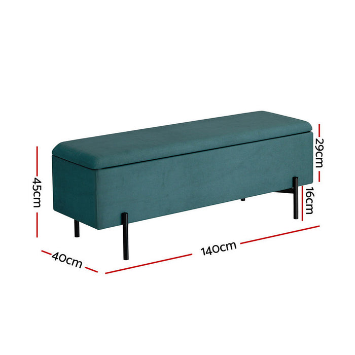 Storage Ottoman Blanket Box 140Cm Velvet Green