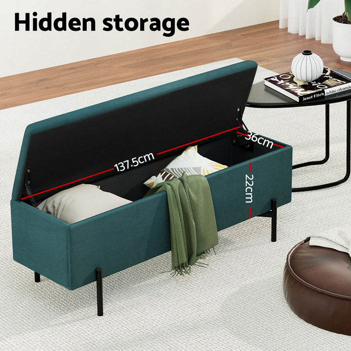 Storage Ottoman Blanket Box 140Cm Velvet Green