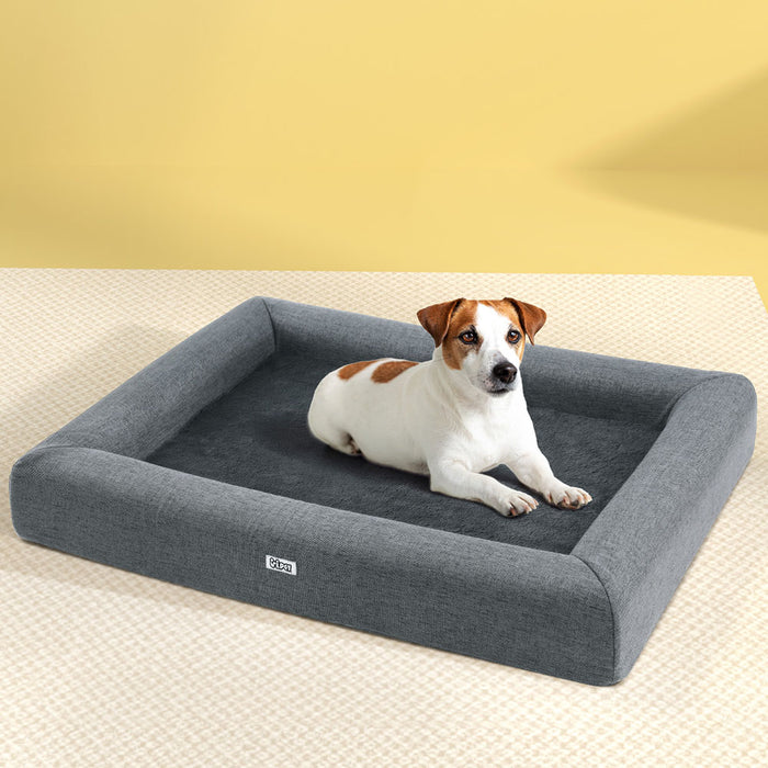 Pet Bed Dog Cat Large Calming Soft Sofa Cushion Egg Crate Washable Grey