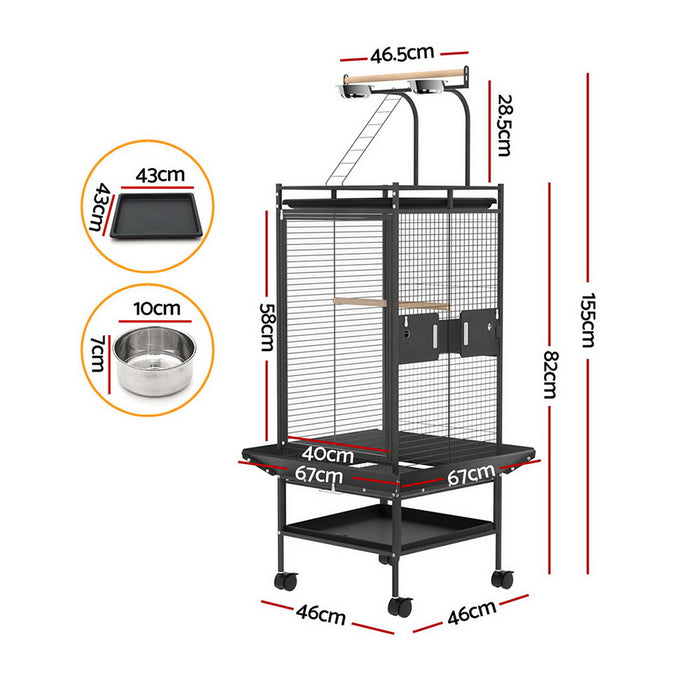 Bird Cage Large Cages 155Cm Parrot Aviary Stand-Alone Budgie Wheels Castor