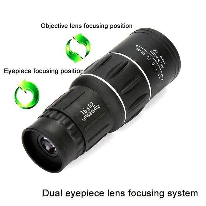 16 X 52 Monocular Telescope Dual Focus Green Film Hunting Low Light Level Night Vision Binoculars