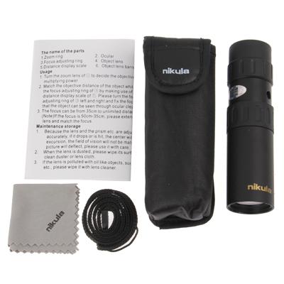 10-30 X 25Mm Telescope Monocular For Backpacking / Hiking Black