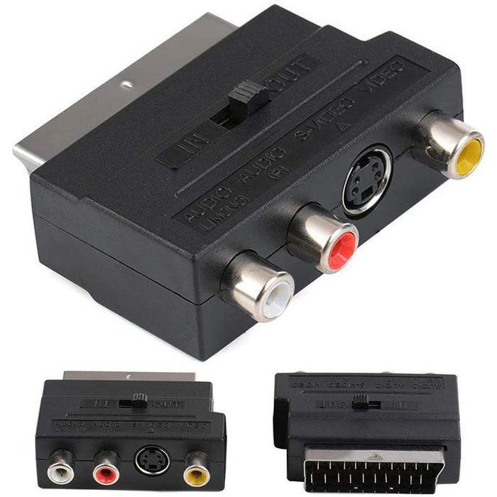 Scart Male To Female With Composite Av & S-Video Sockets Black