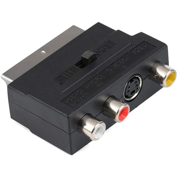 Scart Male To Female With Composite Av & S-Video Sockets Black