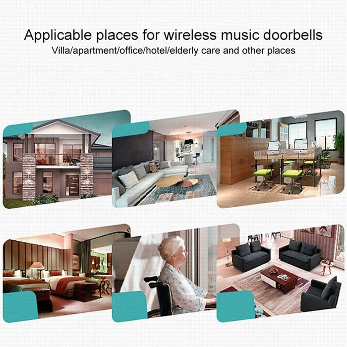 Wireless Remote Control Chime Door Bell With Double-Receiver White